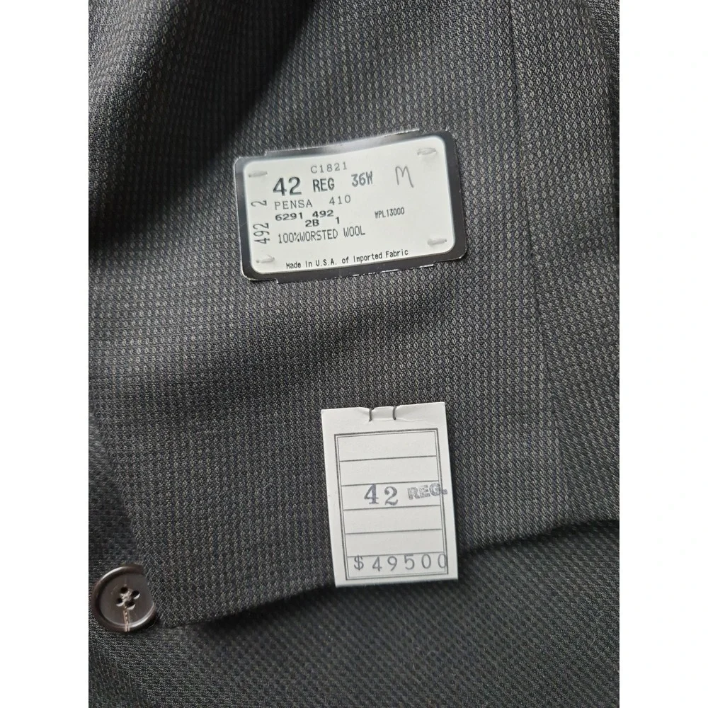 Fioravanti Mens Wool Sports Coat 42R Black Brown 2 Button Made in USA New